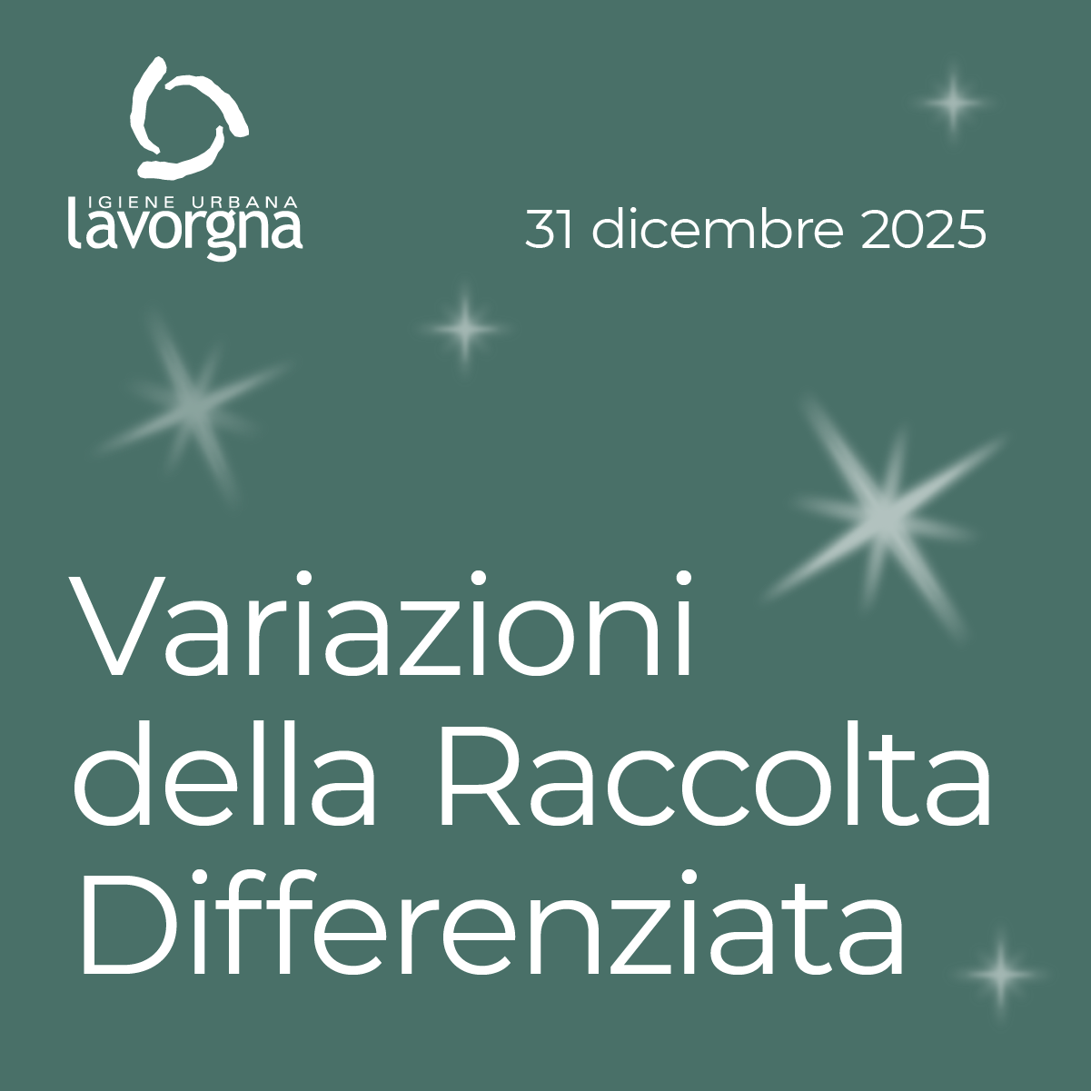 Variazioni della raccolta differenziata per la festività di Capodanno 2026