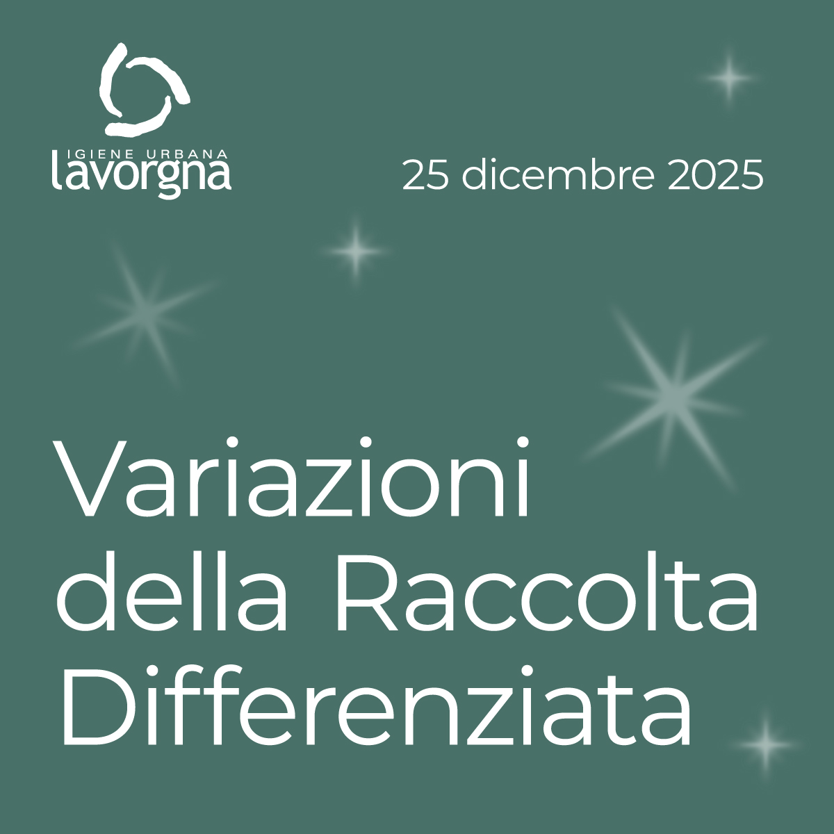 Variazioni della raccolta differenziata previste per Natale 2025